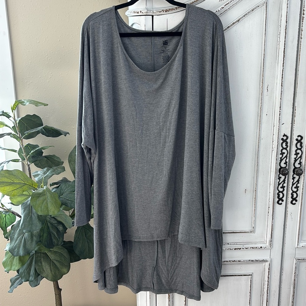 Essential Bodywear Y.E.S. Women’s 1X Gray Oversized Modal/Spandex Tunic Dress